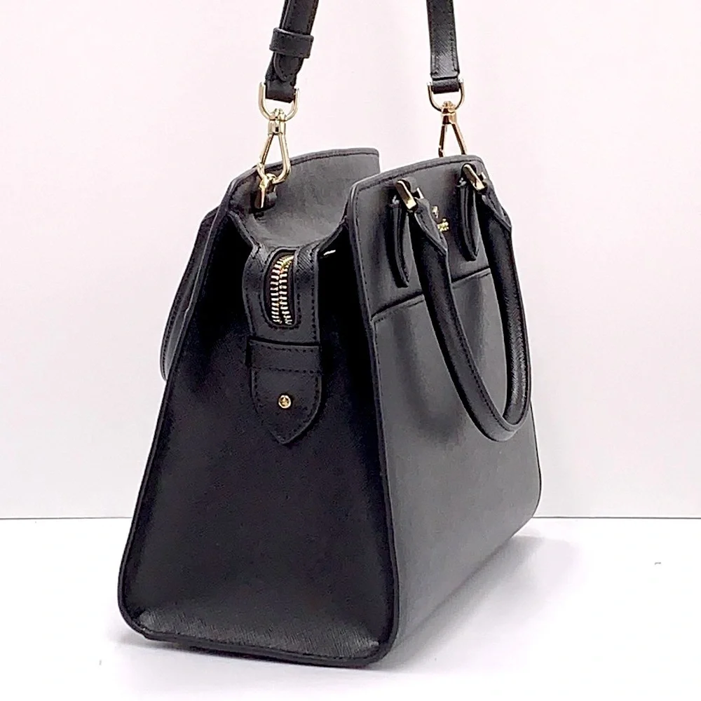 KATE SPADE Madison Saffiano Leather Medium Satchel BLACK COLOR